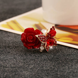 Butterfly & Flower Adjustable Ring For Elegant Woman (Spring 2018) - Freedom Look