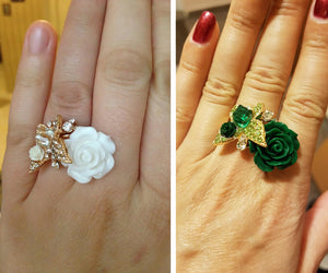 Butterfly & Flower Adjustable Ring For Elegant Woman (Spring 2018) - Freedom Look