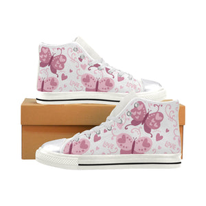 High & Low Top Canvas Women's Shoes - Pink Butterfly With Hearts - Freedom Look