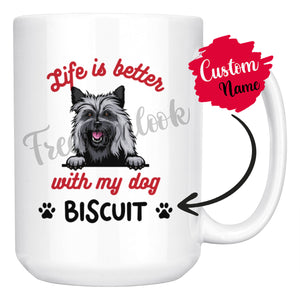 Personalized Caim Terrier Dog Mom Dad Mug, Custom Dog's Name Gift