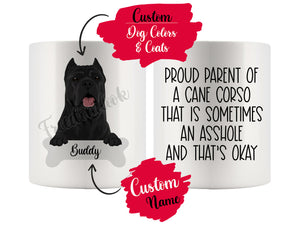 Personalized Cane Corso Dog Mom Dad Mug, Funny Dog Owner Gift