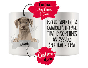 Personalized Catahoula Leopard Dog Mom Dad Mug, Funny Dog Owner Gift