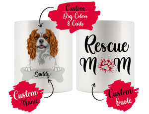 Personalized Cavalier King Charles Spaniel Rescue Mom Dad Mug, Dog Owner Gift