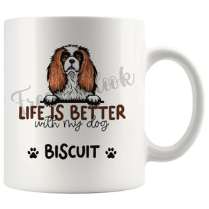Personalized Cavalier King C. Spaniel Dog Mom Dad Mug, Custom Dog's Name Gift