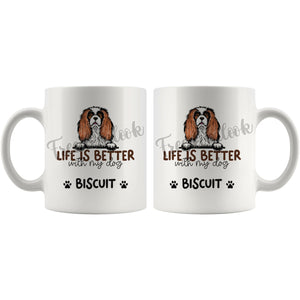 Personalized Cavalier King C. Spaniel Dog Mom Dad Mug, Custom Dog's Name Gift