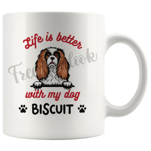 Personalized Cavalier King C. Spaniel Dog Mom Dad Mug, Custom Dog's Name Gift