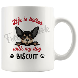 Personalized Longhaired Chihuahua Dog Mom Dad Mug, Custom Dog's Name Gift