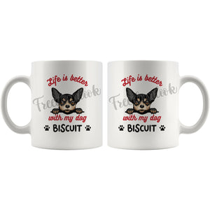 Personalized Longhaired Chihuahua Dog Mom Dad Mug, Custom Dog's Name Gift