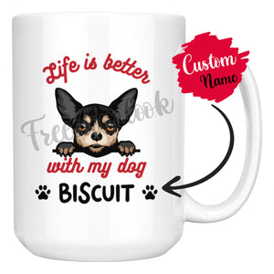 Personalized Longhaired Chihuahua Dog Mom Dad Mug, Custom Dog's Name Gift
