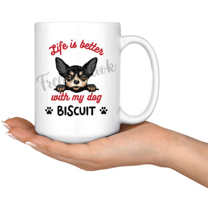Personalized Longhaired Chihuahua Dog Mom Dad Mug, Custom Dog's Name Gift