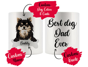 Personalized Longhaired Chihuahua Dog Mom Dad Mug, Best Dog Owner Gift