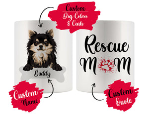 Personalized Longhaired Chihuahua Dog Rescue Mom Dad Mug, Best Dog Owner Gift