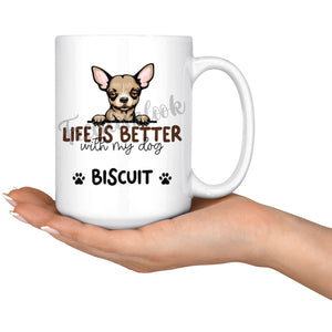 Personalized Chihuahua Dog Mom Dad Mug, Custom Dog's Name Gift