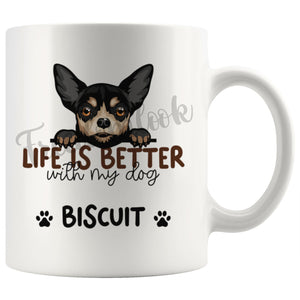 Personalized Longhaired Chihuahua Dog Mom Dad Mug, Custom Dog's Name Gift