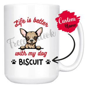 Personalized Chihuahua Dog Mom Dad Mug, Custom Dog's Name Gift
