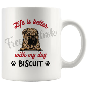 Personalized Chinese Sharpei Dog Mom Dad Mug, Custom Dog's Name Gift