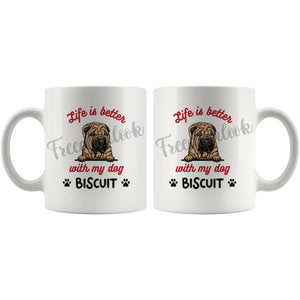 Personalized Chinese Sharpei Dog Mom Dad Mug, Custom Dog's Name Gift