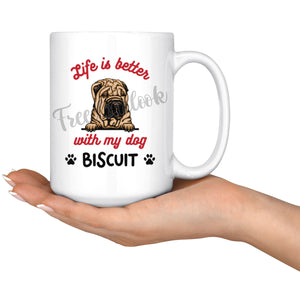 Personalized Chinese Sharpei Dog Mom Dad Mug, Custom Dog's Name Gift