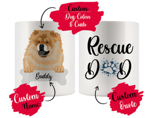 Personalized Chow Chow Dog Rescue Mom Dad Mug, Best Dog Owner Gift