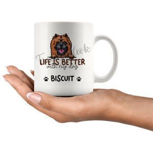 Personalized Chowchow Dog Mom Dad Mug, Custom Dog's Name Gift