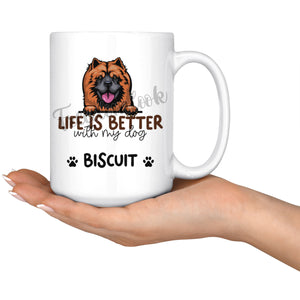 Personalized Chowchow Dog Mom Dad Mug, Custom Dog's Name Gift