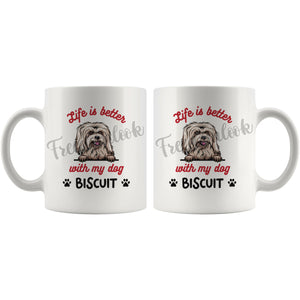 Personalized Coton de Tulear Dog Mom Dad Mug, Custom Dog's Name Gift