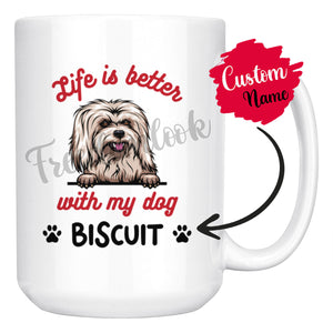 Personalized Coton de Tulear Dog Mom Dad Mug, Custom Dog's Name Gift