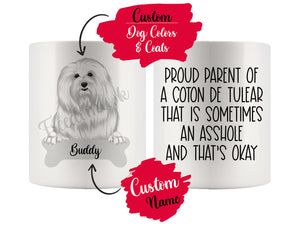 Personalized Coton de Tulear Dog Mom Dad Mug, Funny Dog Owner Gift