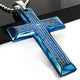 Buy 1 Get 2 - Black & Blue Stainless Steel Bible Cross Pendant Necklace - Freedom Look