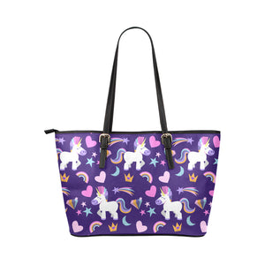 Black & Purple Unicorn Leather Tote Bag - Freedom Look