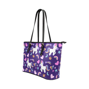 Black & Purple Unicorn Leather Tote Bag - Freedom Look