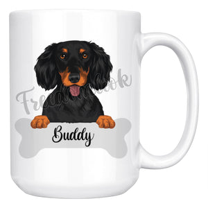 Personalized Longhaired Dachshund Dog Mom Dad Mug, Funny Dog Owner Gift
