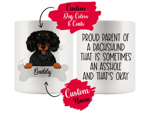 Personalized Longhaired Dachshund Dog Mom Dad Mug, Funny Dog Owner Gift