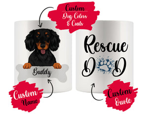 Personalized Longhaired Dachshund Dog Rescue Mom Dad Mug, Best Dog Owner Gift