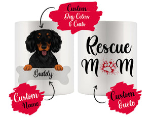Personalized Longhaired Dachshund Dog Rescue Mom Dad Mug, Best Dog Owner Gift