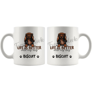 Personalized Long-Hair Dachshund Dog Mom Dad Mug, Custom Dog's Name Gift