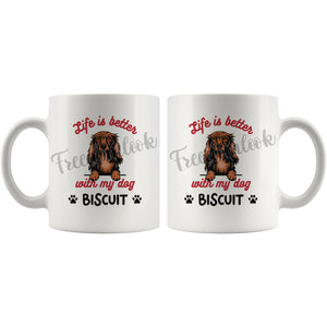 Personalized Long-Hair Dachshund Dog Mom Dad Mug, Custom Dog's Name Gift