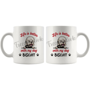 Personalized Dandie Dinmont Terrier Dog Mom Dad Mug, Custom Dog's Name Gift