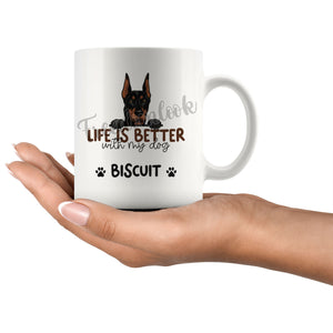 Personalized Doberman Pinscher Dog Mom Dad Mug, Custom Dog's Name Gift