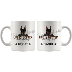 Personalized Doberman Pinscher Dog Mom Dad Mug, Custom Dog's Name Gift