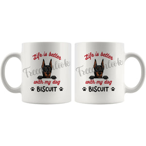 Personalized Doberman Pinscher Dog Mom Dad Mug, Custom Dog's Name Gift