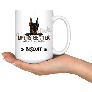 Personalized Doberman Pinscher Dog Mom Dad Mug, Custom Dog's Name Gift