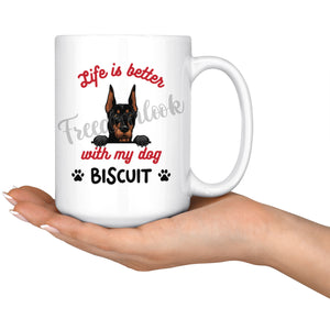 Personalized Doberman Pinscher Dog Mom Dad Mug, Custom Dog's Name Gift