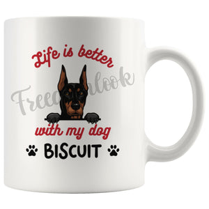 Personalized Doberman Pinscher Dog Mom Dad Mug, Custom Dog's Name Gift