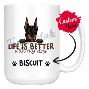 Personalized Doberman Pinscher Dog Mom Dad Mug, Custom Dog's Name Gift