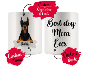 Personalized Doberman Dog Mom Dad Mug, Best Dog Owner Gift