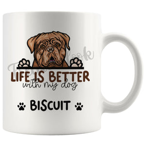 Personalized Dogue De Bordeaux Dog Mom Dad Mug, Custom Dog's Name Gift