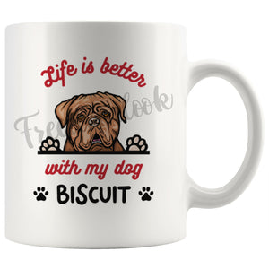 Personalized Dogue De Bordeaux Dog Mom Dad Mug, Custom Dog's Name Gift