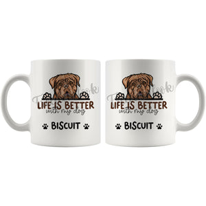 Personalized Dogue De Bordeaux Dog Mom Dad Mug, Custom Dog's Name Gift