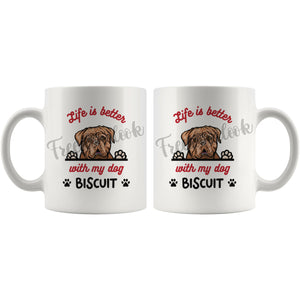 Personalized Dogue De Bordeaux Dog Mom Dad Mug, Custom Dog's Name Gift